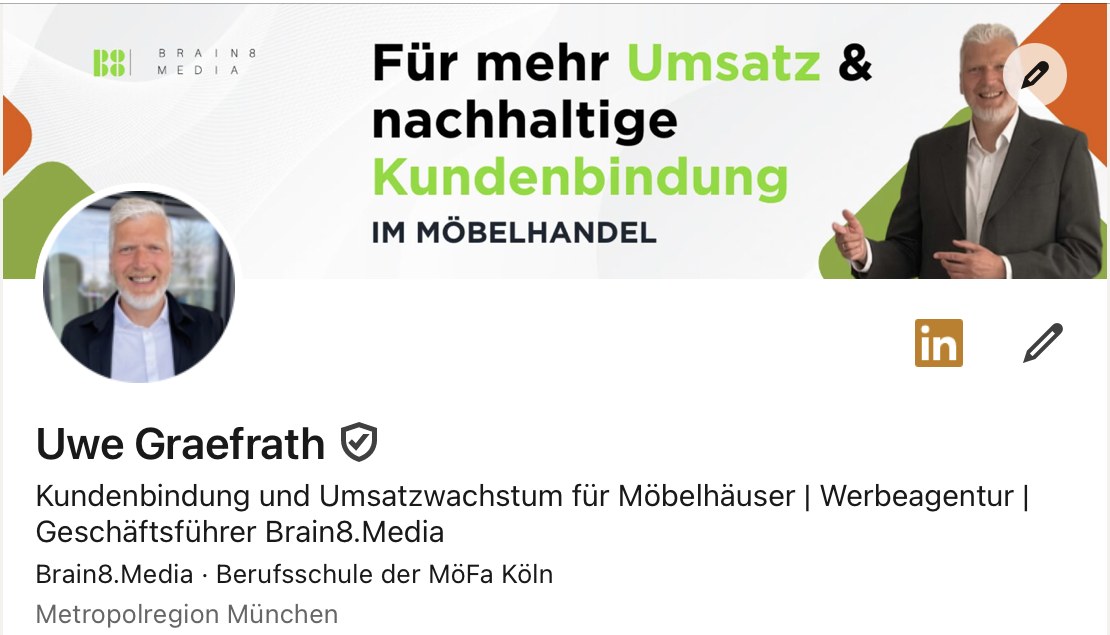 LinkedIn-Profil von Uwe Gräfrath mit neuem Banner und Profiltext